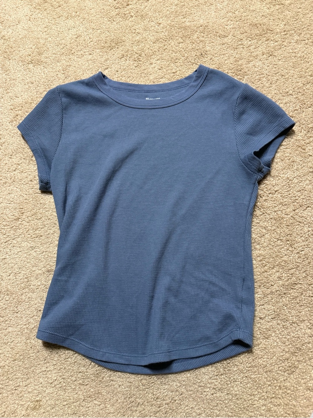 No Boundaries Short Sleeve Ribbed Tee in Slate Blue